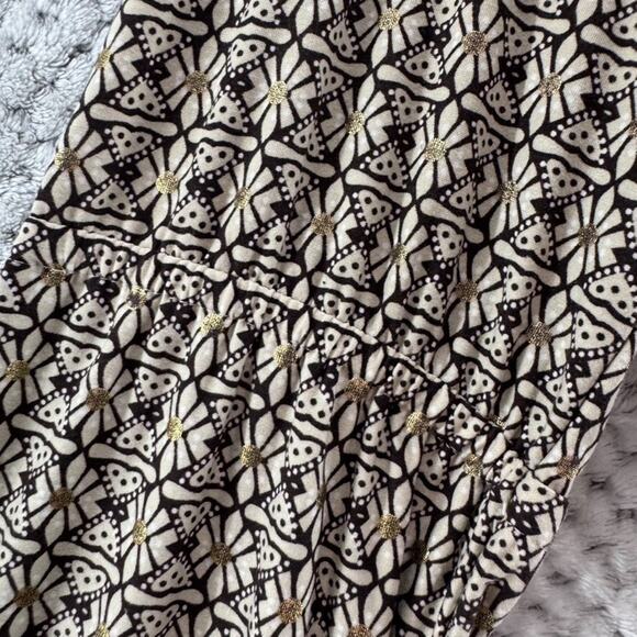 Y2K Suzie in the City Top Womens M Brown Gold Babydoll V-Neck Flared Long Sleeve - Picture 10 of 16